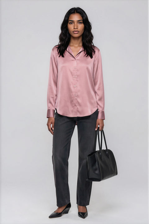 Satin Button-Up Blouse