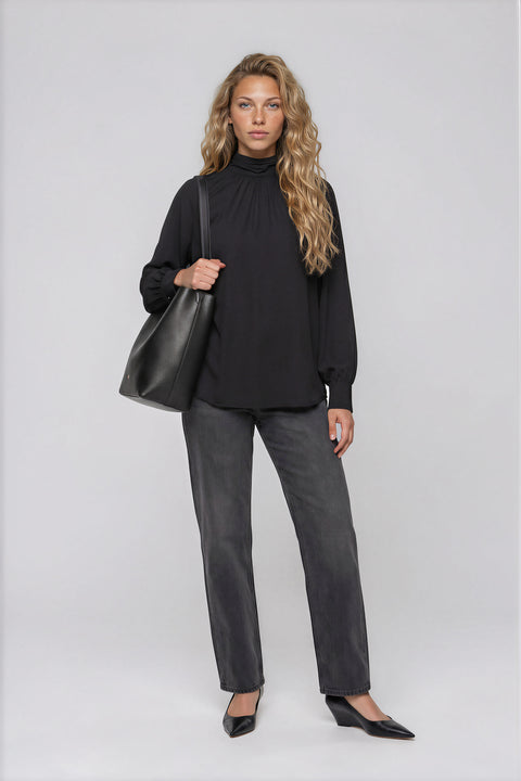 Reversible Mock Neck Blouse
