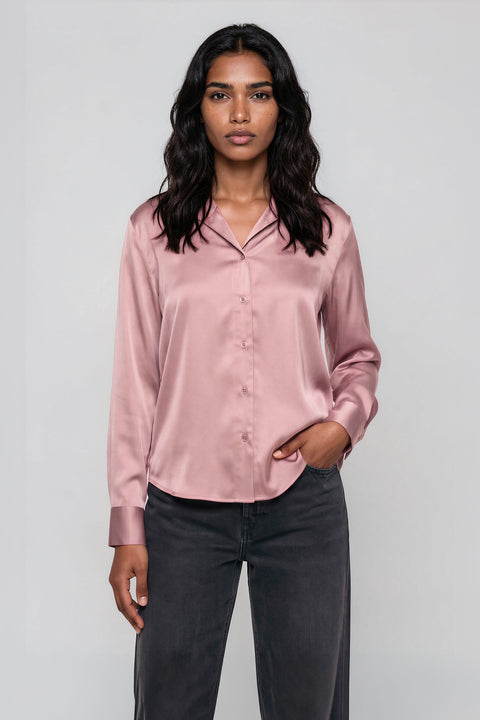 Satin Button-Up Blouse