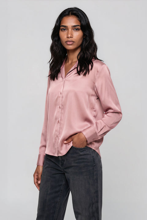 Satin Button-Up Blouse
