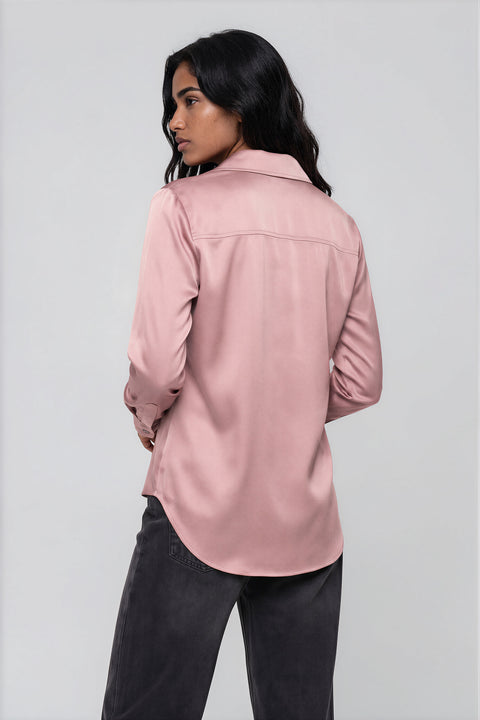 Satin Button-Up Blouse