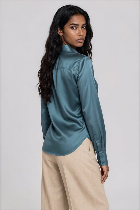 Satin Button-Up Blouse