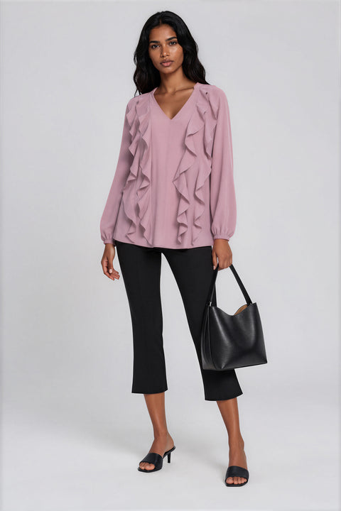Front Ruffle Blouse