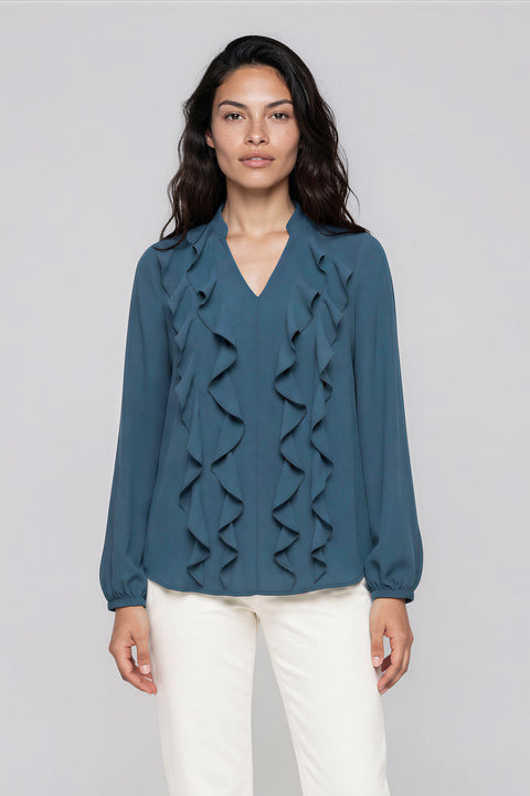 Front Ruffle Blouse