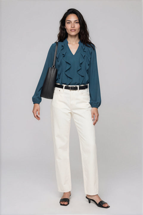 Front Ruffle Blouse