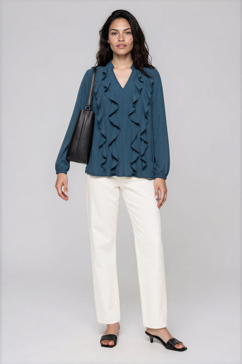 Front Ruffle Blouse