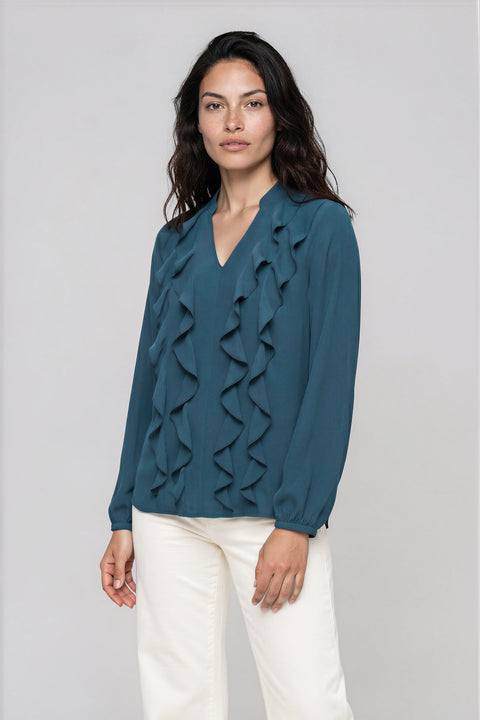 Front Ruffle Blouse
