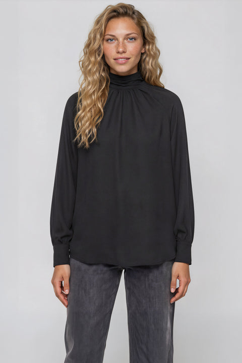 Reversible Mock Neck Blouse