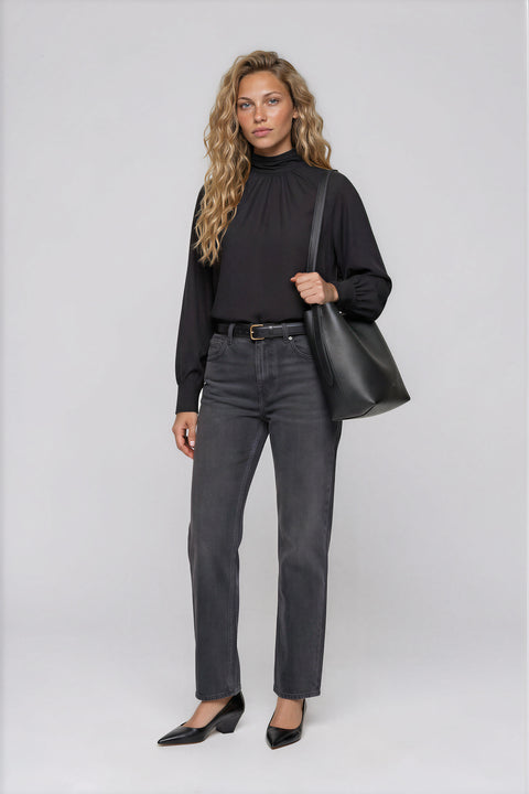 Reversible Mock Neck Blouse