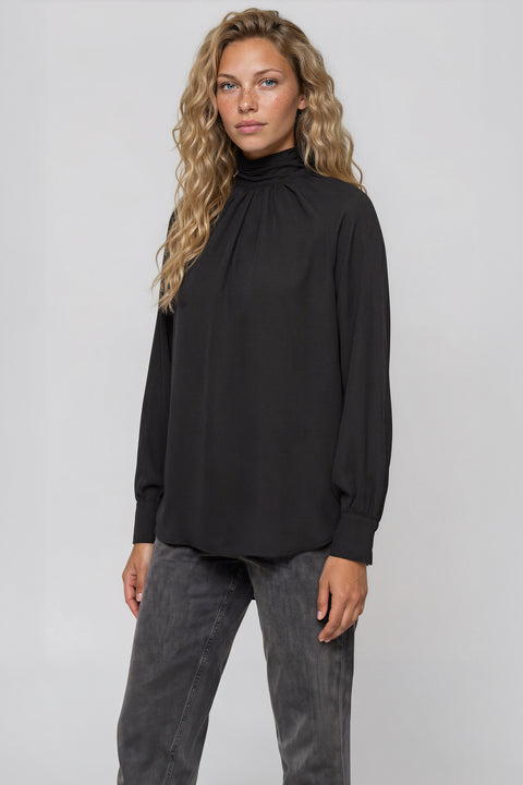 Reversible Mock Neck Blouse
