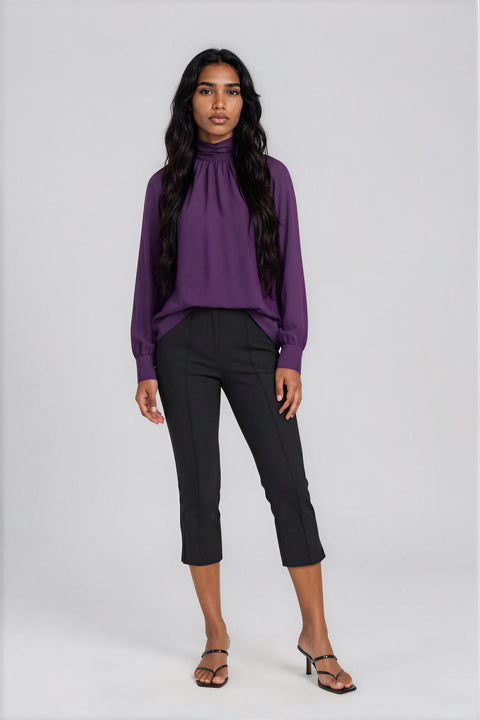 Reversible Mock Neck Blouse