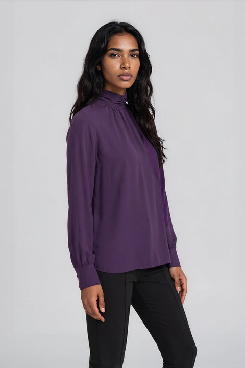 Reversible Mock Neck Blouse