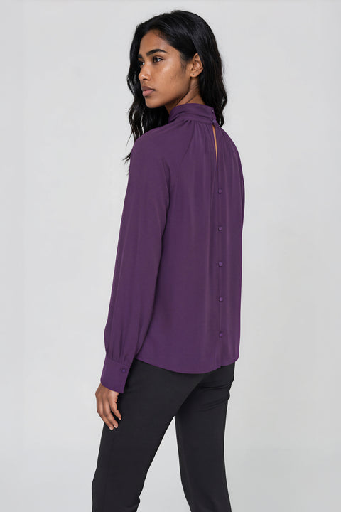Reversible Mock Neck Blouse