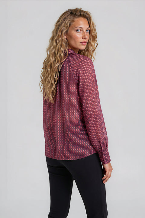 Printed Reversible Mock Neck Blouse