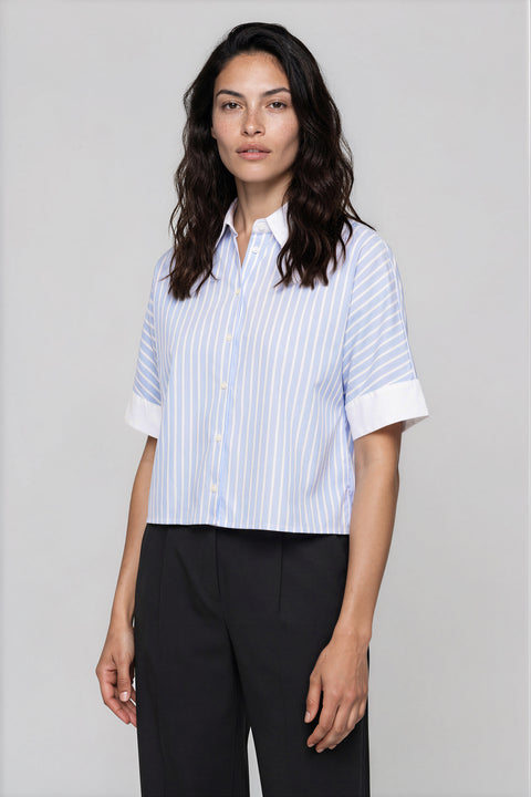 Cropped Relaxed Button-Up Shirt