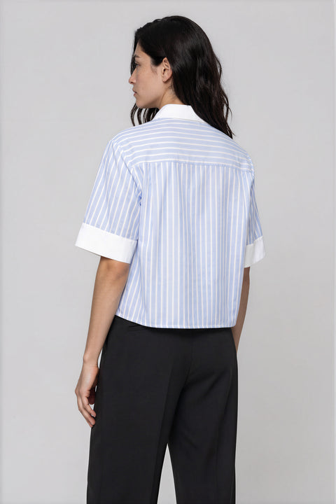 Cropped Relaxed Button-Up Shirt